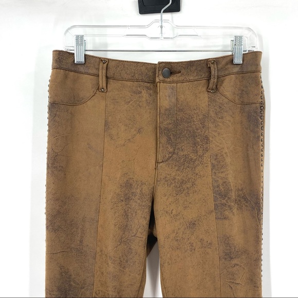 Free People Suede Studded Beaded Pants Size 6 - Picture 8 of 11